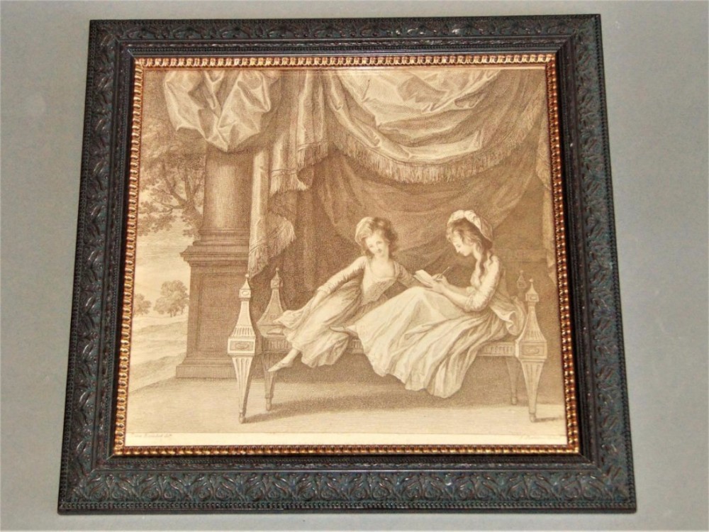 Regency Engraving Bartolozzi Young Ladies on a Day Bed