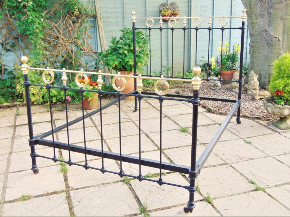 Pretty Victorian Cast and Brass Double Bed