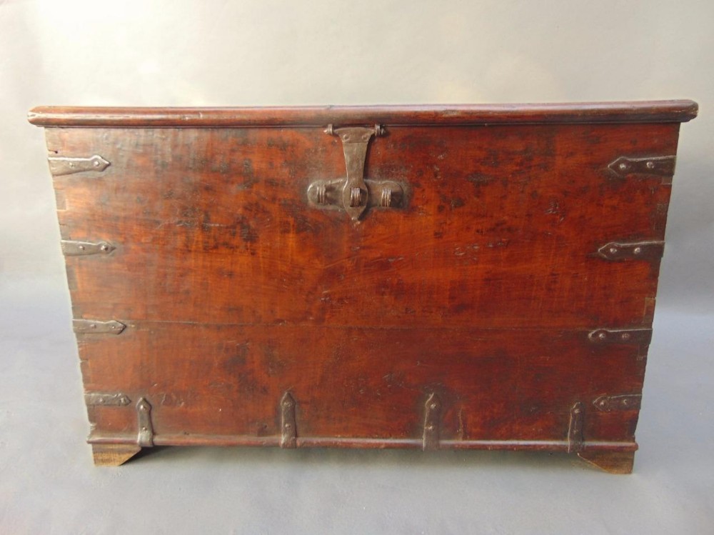 19th Century Colonial Hardwood Iron Bound Ches