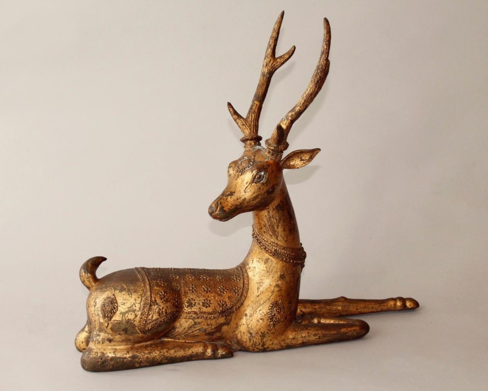 Persian Bronze Recumbent Deer 19th Century