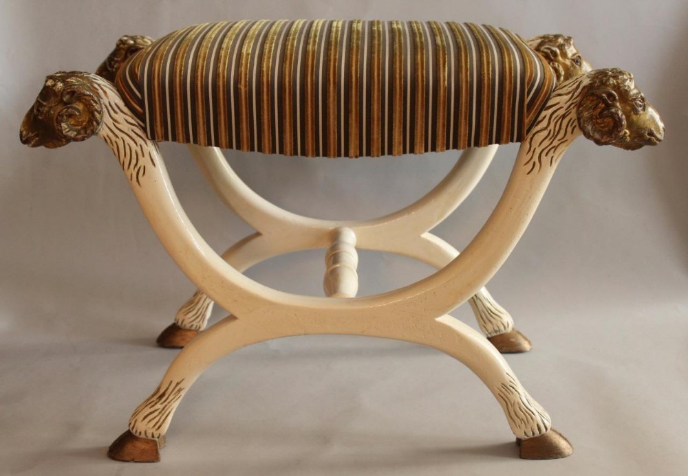 Stylish Carved Rams Head Dressing Stool