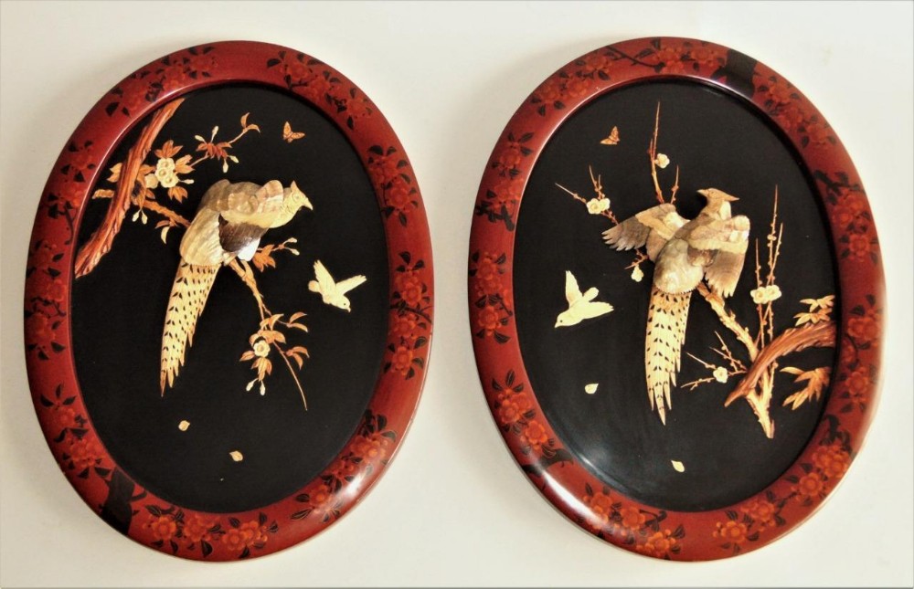 Large Pair of Japanese Meiji Shibayama Plaques