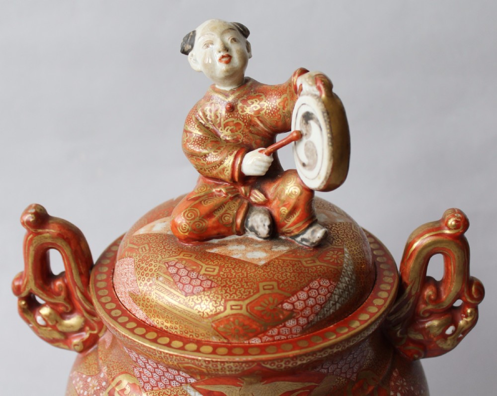 Large Antique Japanese Kutani Porcelain Koro View II