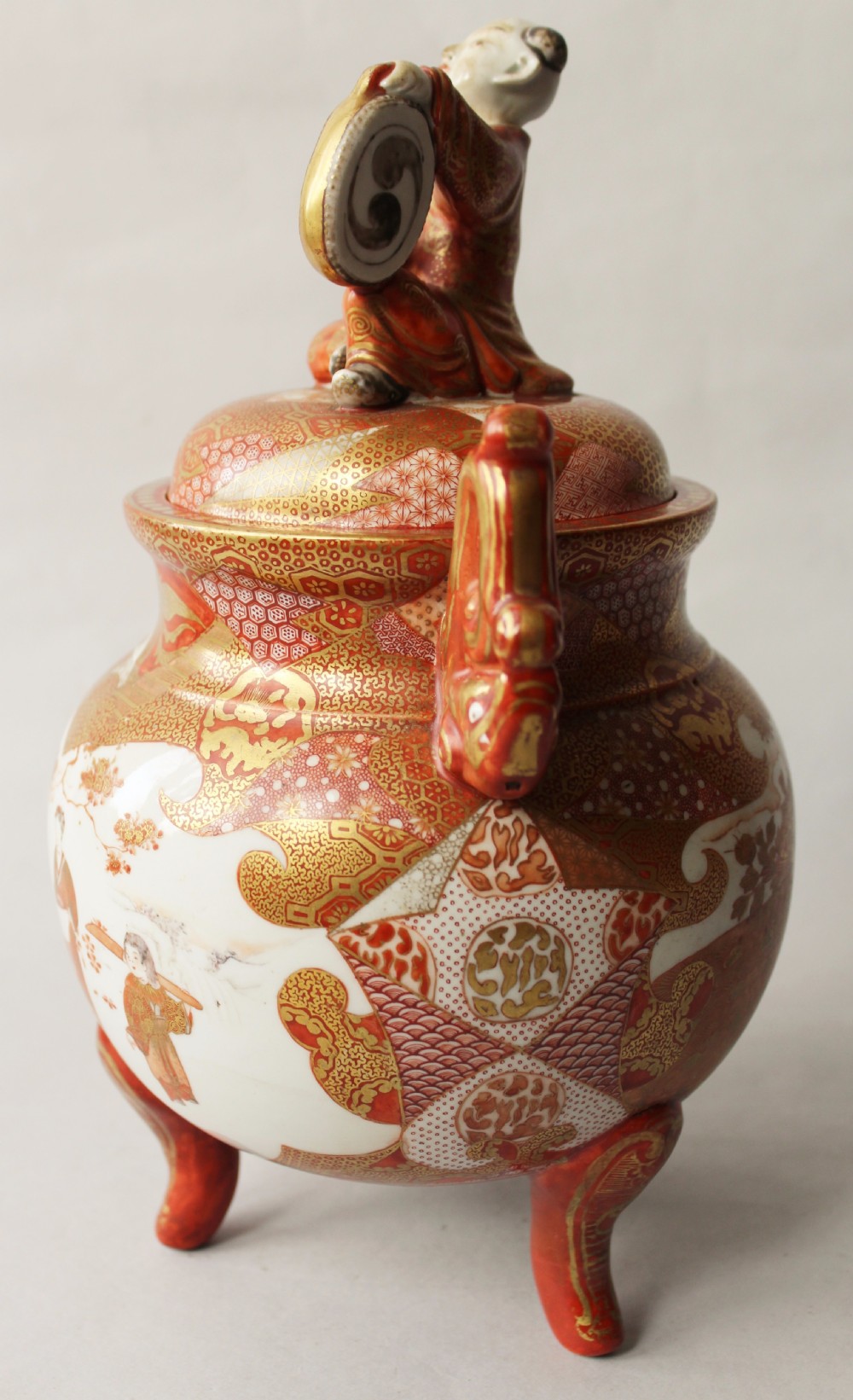 Large Antique Japanese Kutani Porcelain Koro View III