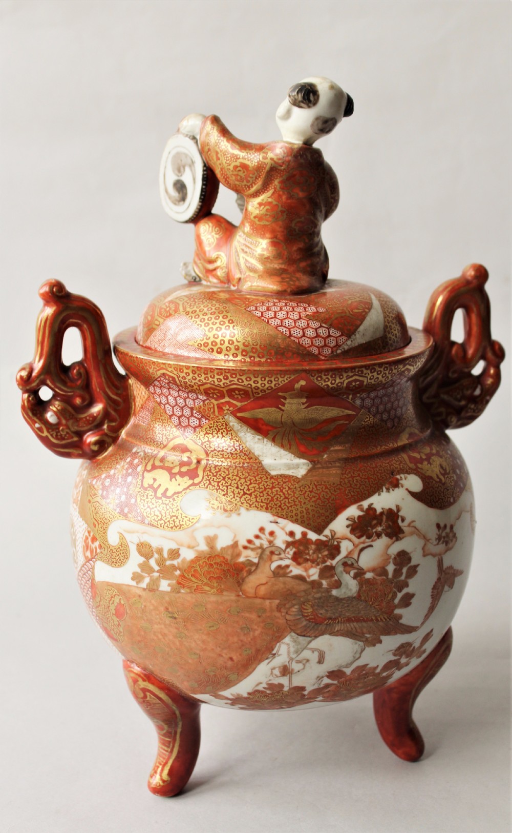 Large Antique Japanese Kutani Porcelain Koro View IV