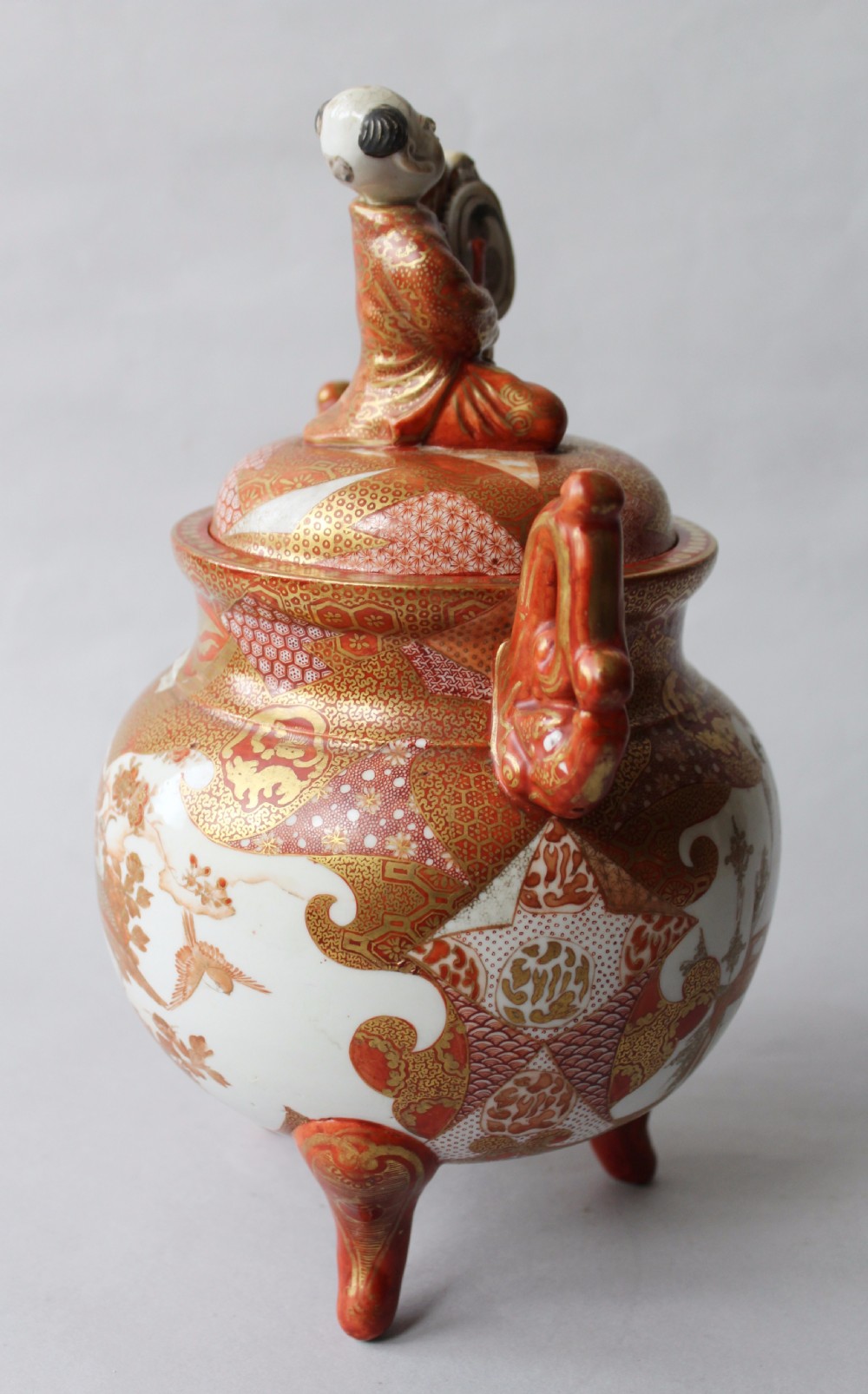 Large Antique Japanese Kutani Porcelain Koro View V