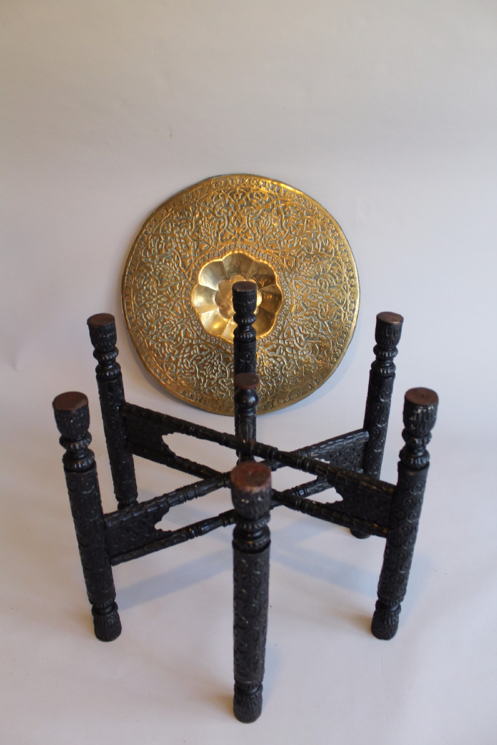 Persian Solid Brass Tray Top Table View V