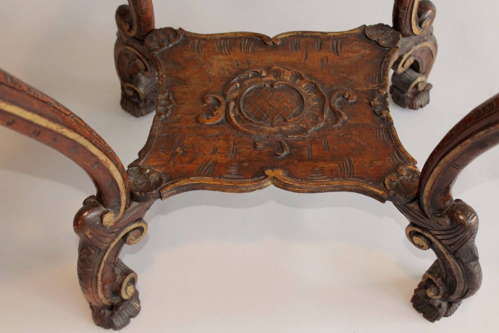 Antique Carved Italian Parcel Gilt Walnut Table View III
