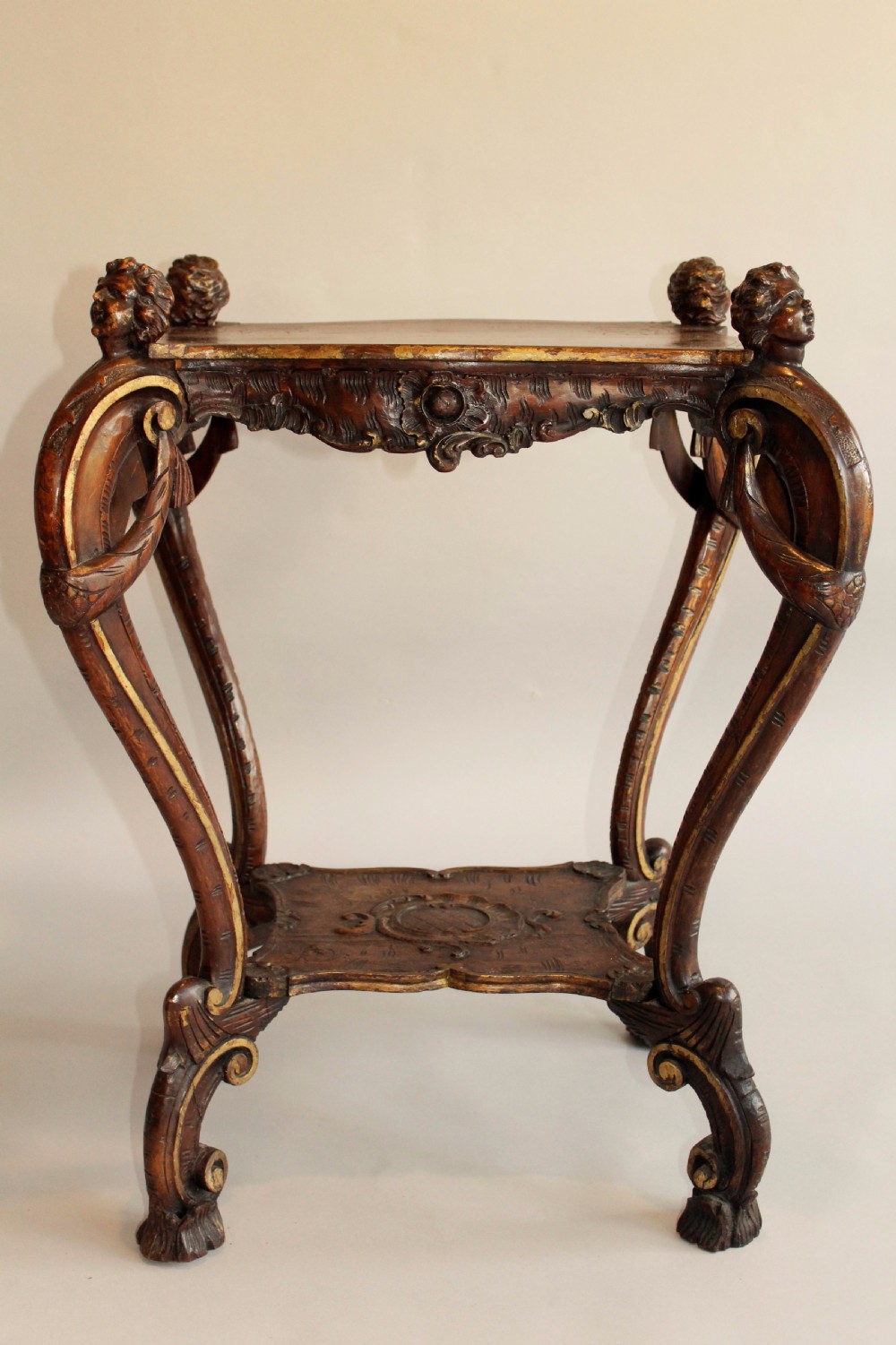 Antique Carved Italian Parcel Gilt Walnut Table View IV