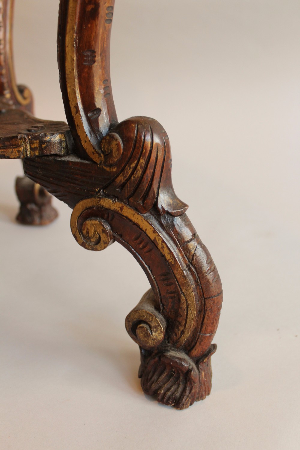 Antique Carved Italian Parcel Gilt Walnut Table View VI