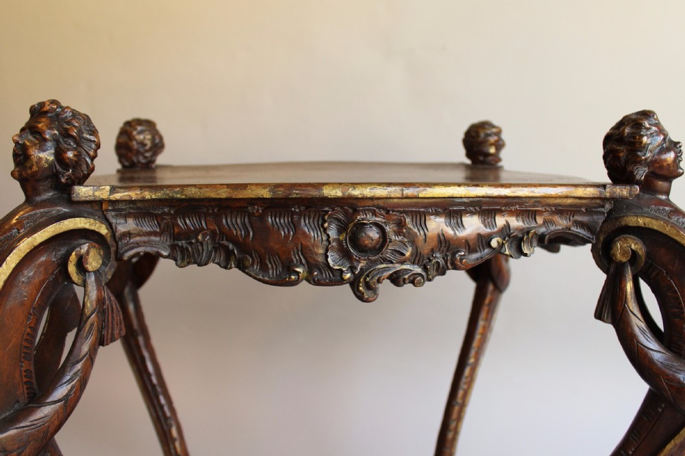 Antique Carved Italian Parcel Gilt Walnut Table View VII