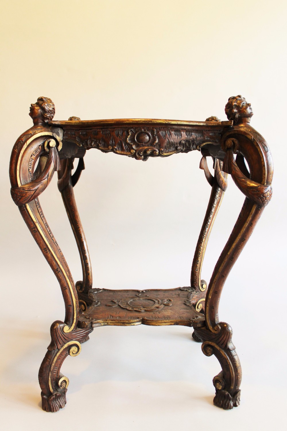Antique Carved Italian Parcel Gilt Walnut Table View VIII