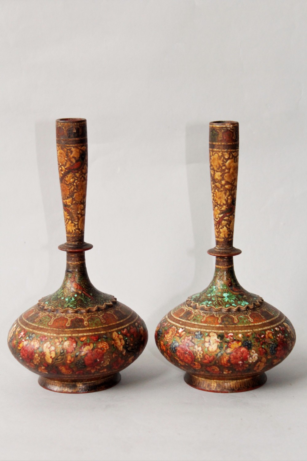 Pair Indian Kashmir Vases 19th century