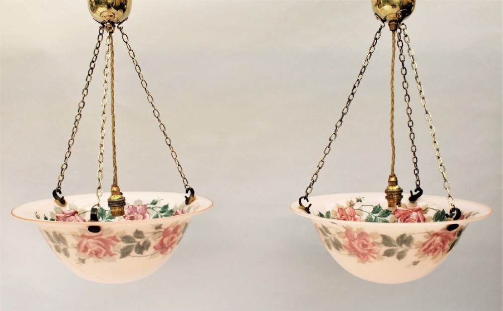 Pair of Antique Glass Ceiling Lights