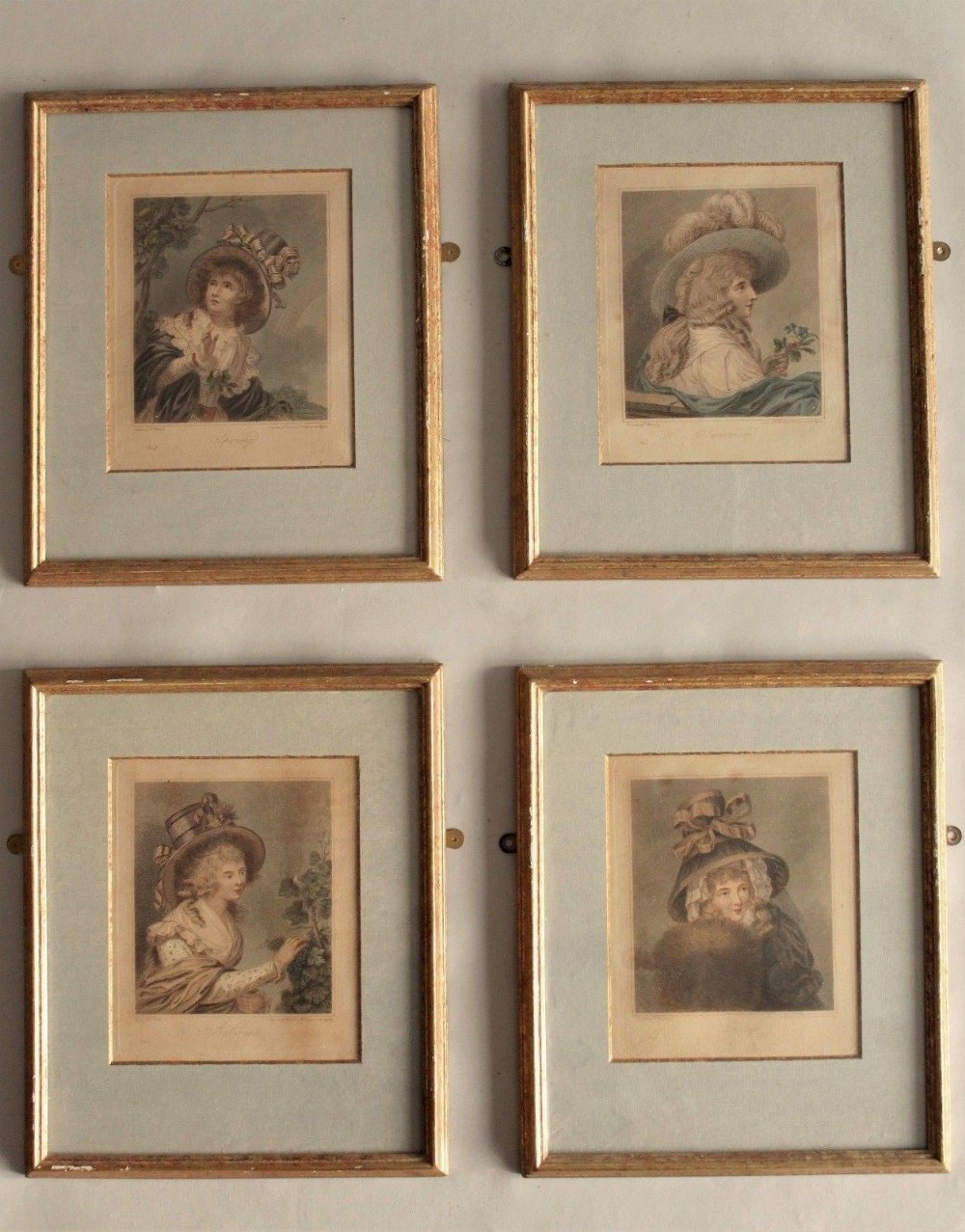 Antique Hand Coloured Engravings Four Seasons Bartolozzi