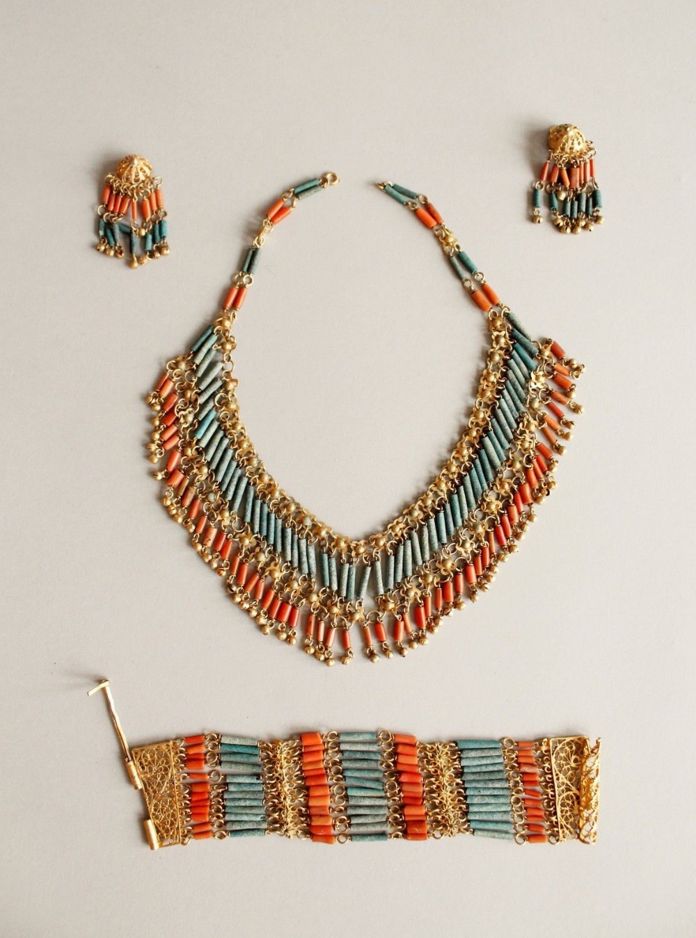 Egyptian Revival Neckclace Bracelet Earring Suite