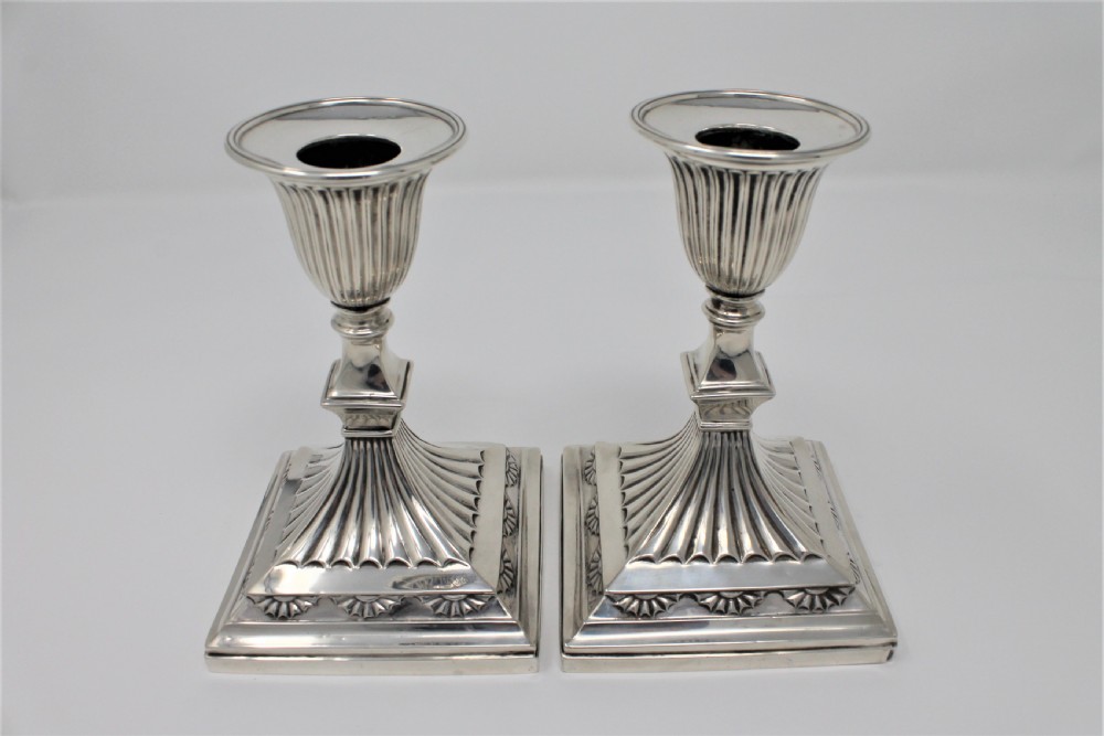 Pair of Antique Silver Candlesticks, Victorian 1885