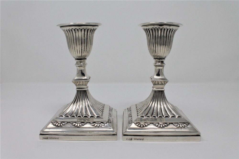 Pair of Antique Silver Candlesticks, Victorian 1885 View II