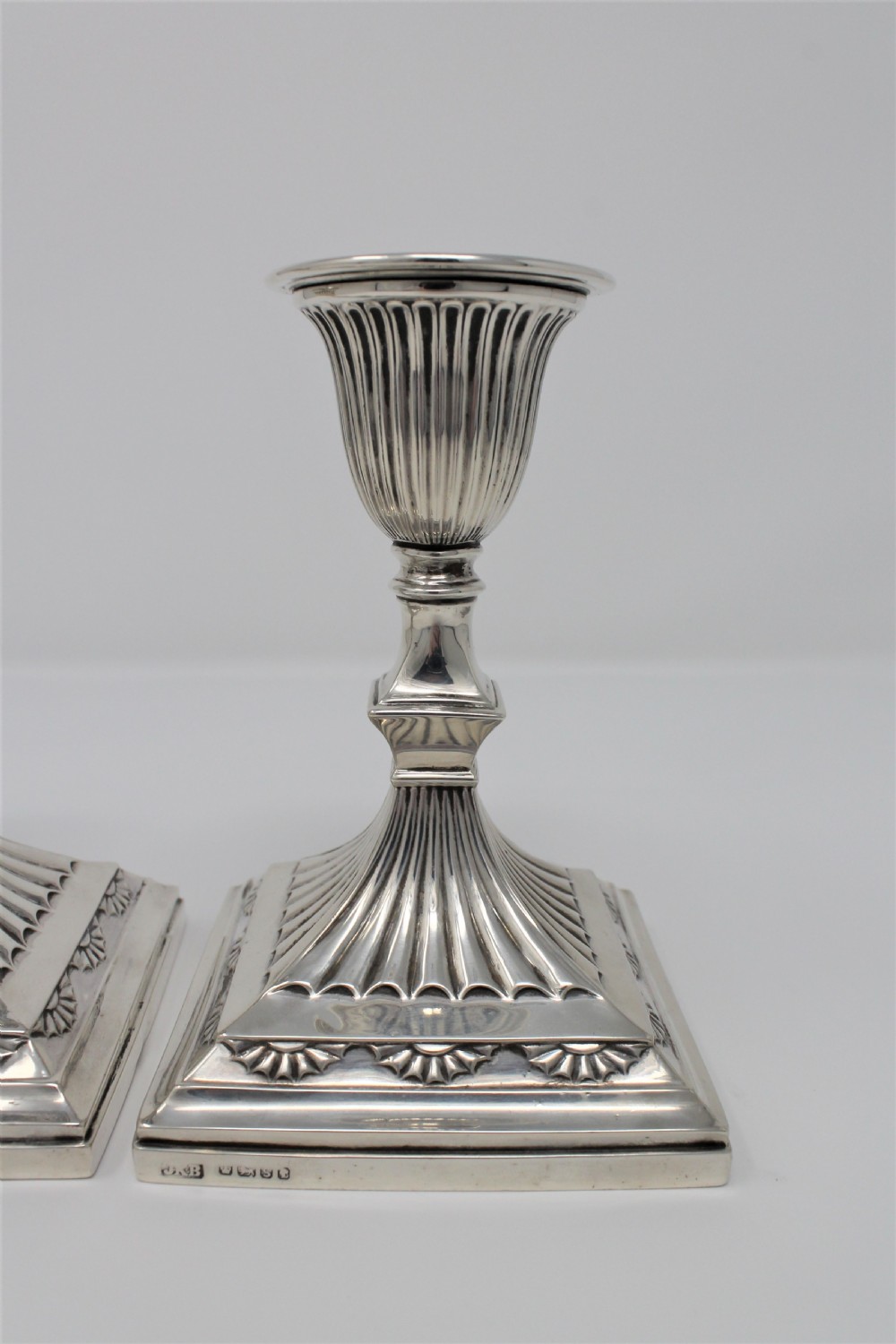 Pair of Antique Silver Candlesticks, Victorian 1885 View III