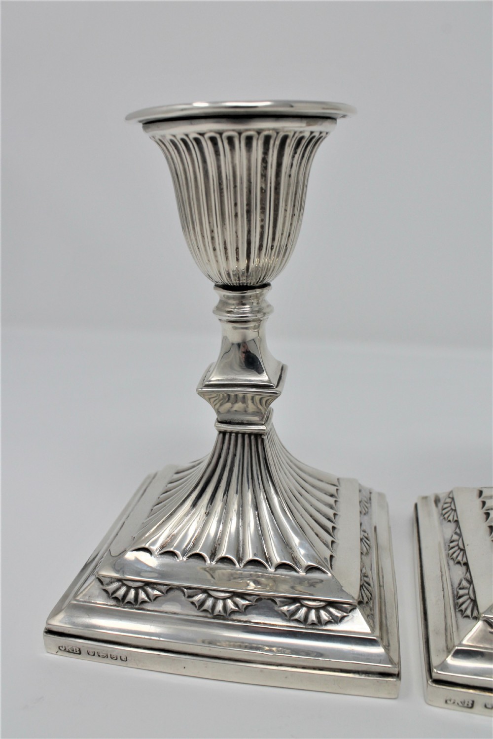 Pair of Antique Silver Candlesticks, Victorian 1885 View IV