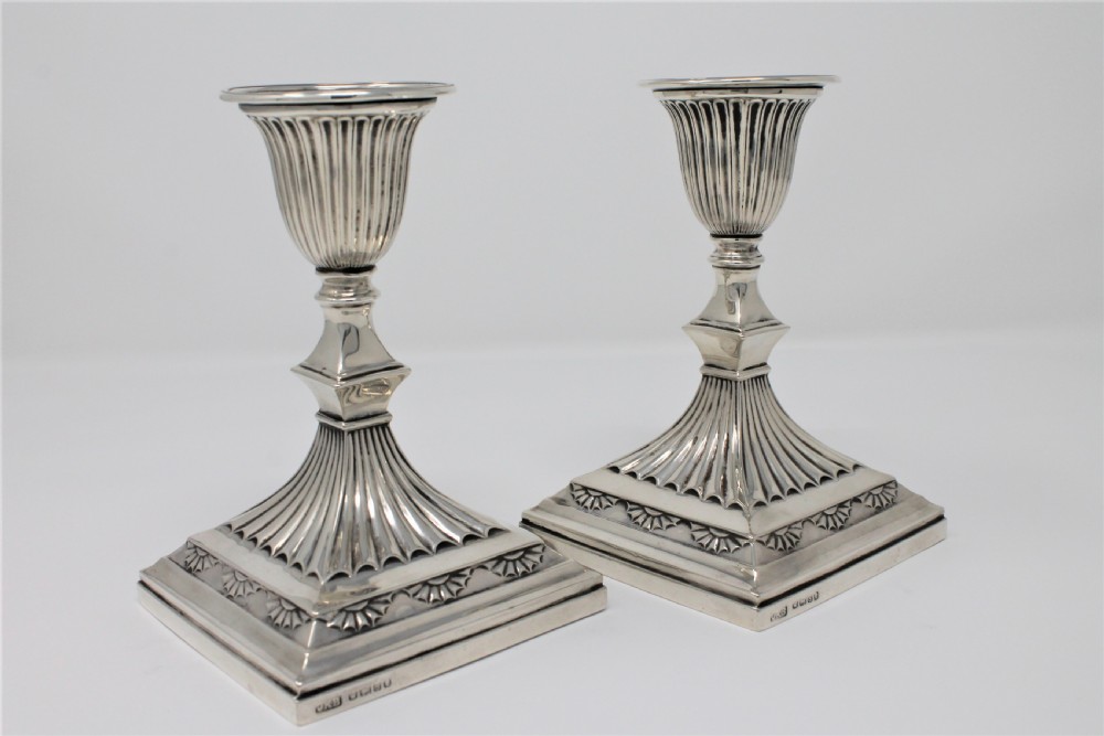 Pair of Antique Silver Candlesticks, Victorian 1885 View VI