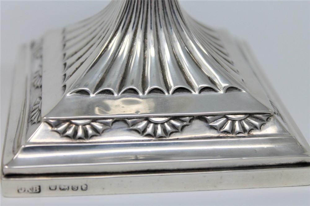 Pair of Antique Silver Candlesticks, Victorian 1885 View VIII