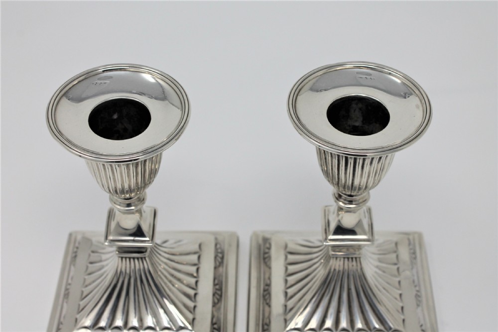 Pair of Antique Silver Candlesticks, Victorian 1885 View IX