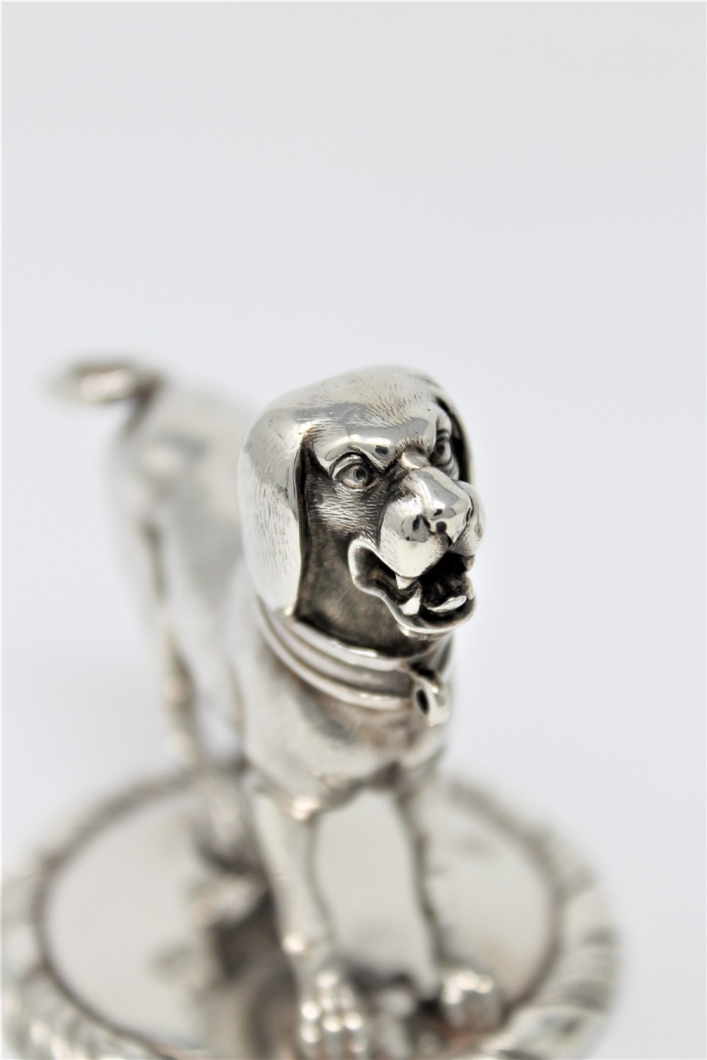 Fine Pair of Victorian Solid Silver Dogs, Robert Garrard II Circa 1840 View VI