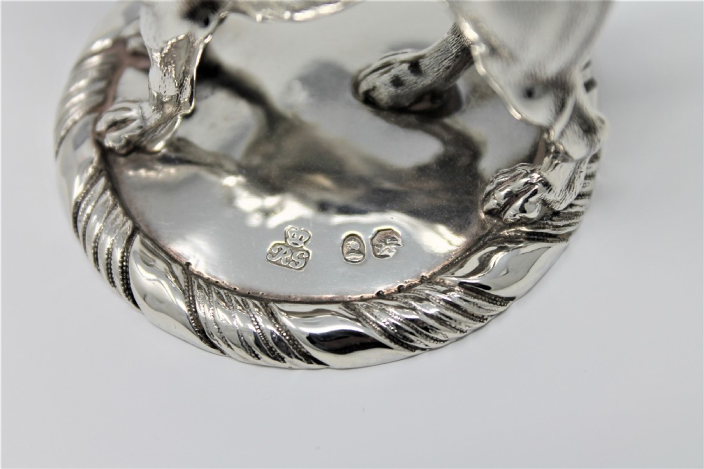 Fine Pair of Victorian Solid Silver Dogs, Robert Garrard II Circa 1840 View XI