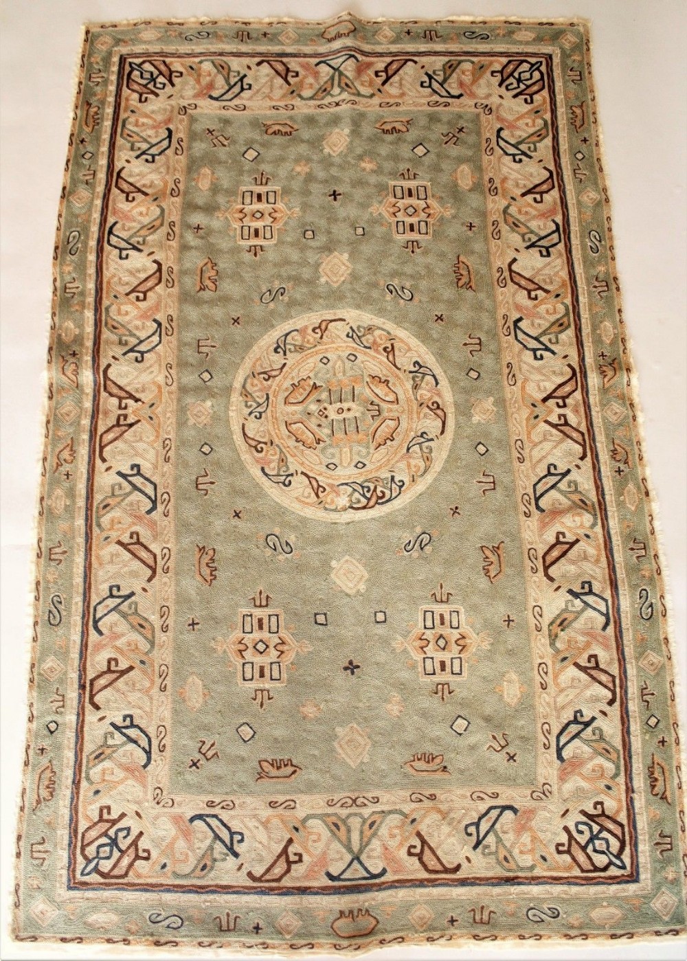 Antique Kashmir Chain Stitch Rug