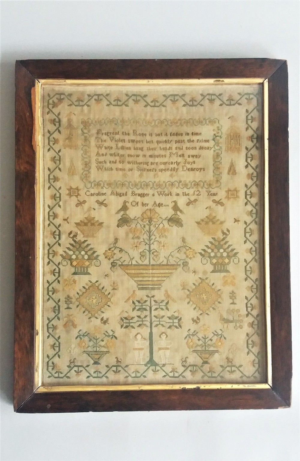 Fine Georgian Adam & Eve Needlework Sampler