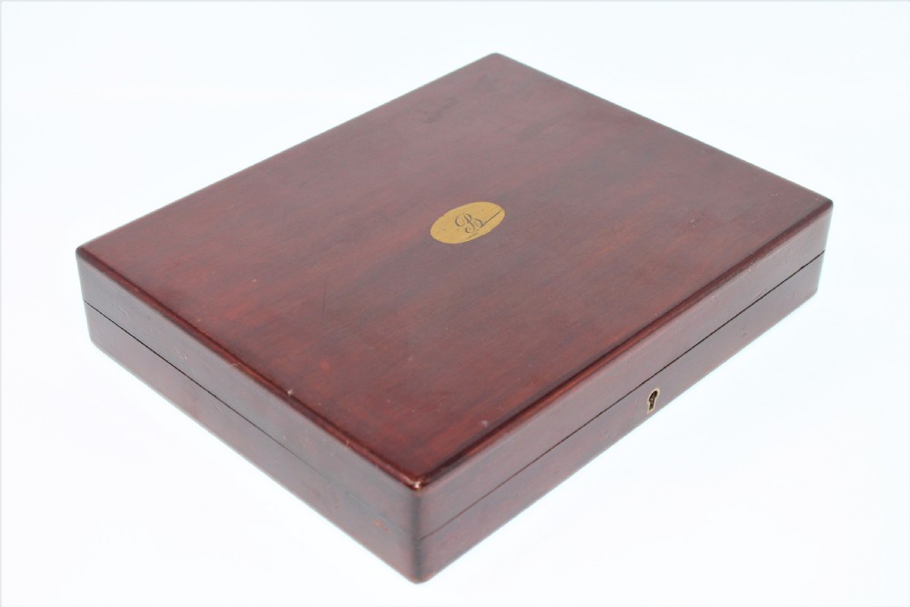 Quality Mahogany Cased Canteen of Silver Plate Dessert Knives and Forks View VII