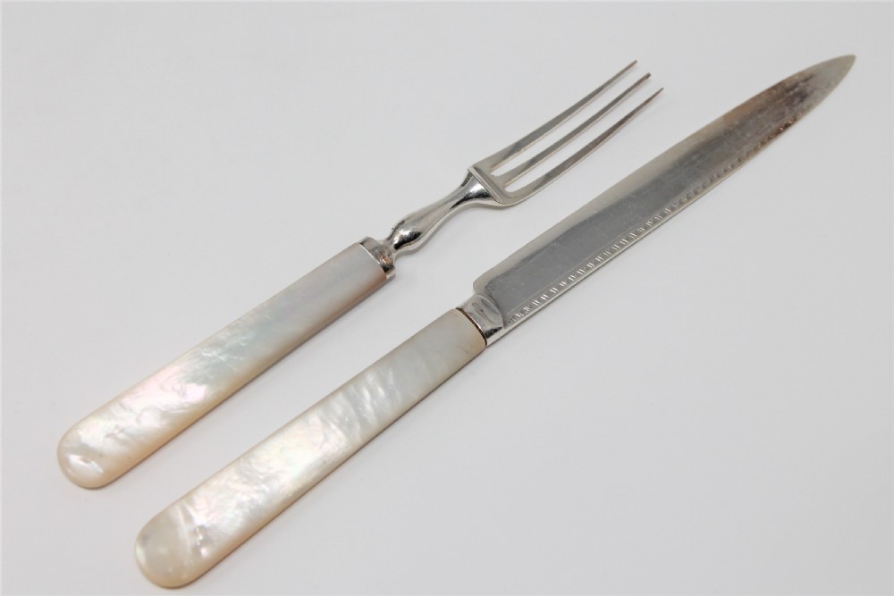 Quality Mahogany Cased Canteen of Silver Plate Dessert Knives and Forks View VIII