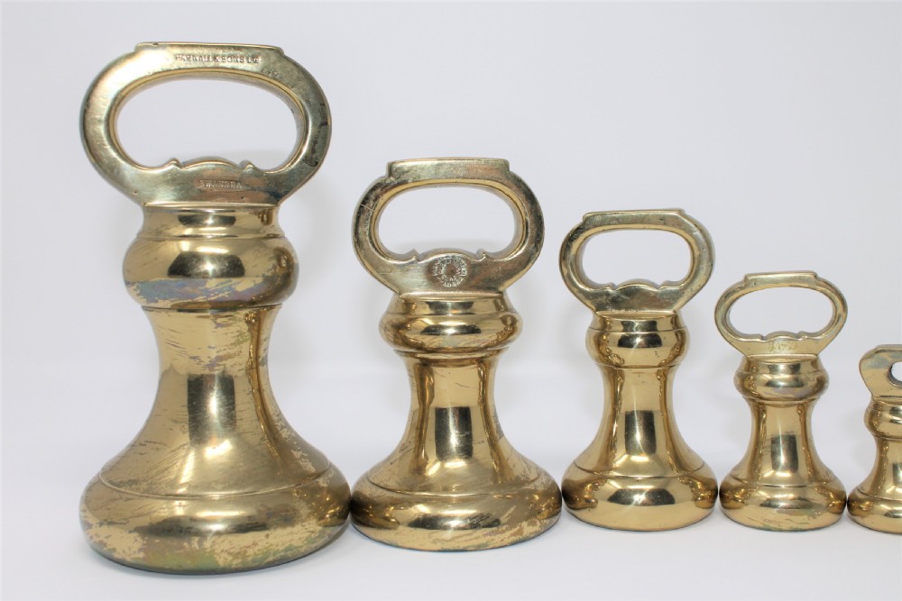 Good Set of Ten 19th Century Brass Weights by Parnall & Sons of Swansea View IV