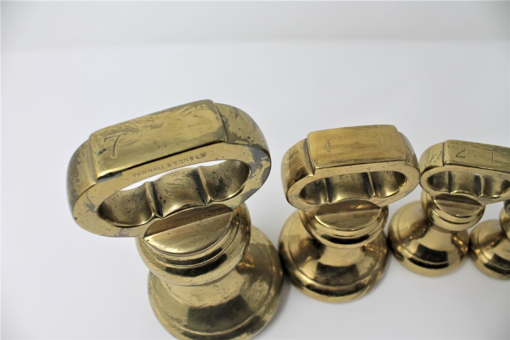 Good Set of Ten 19th Century Brass Weights by Parnall & Sons of Swansea View VI