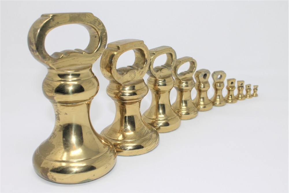 Good Set of Ten 19th Century Brass Weights by Parnall & Sons of Swansea View IX