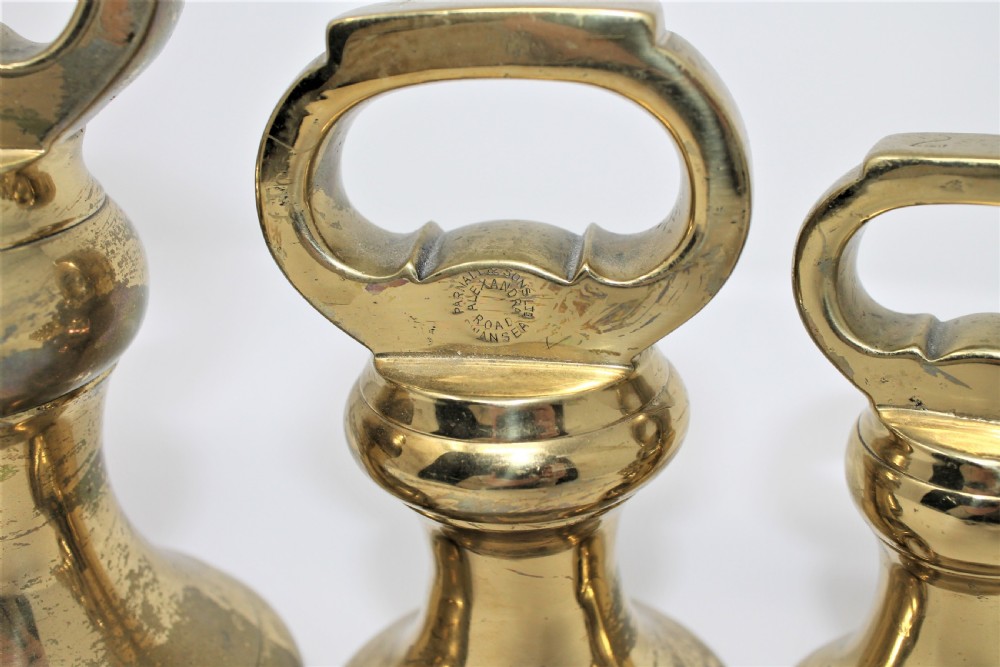 Good Set of Ten 19th Century Brass Weights by Parnall & Sons of Swansea View XI