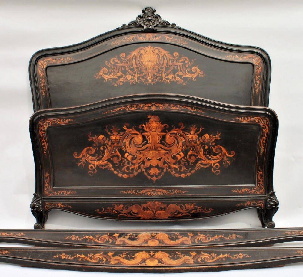 Stunning Good Quality Inlaid Double Bed 19th Century