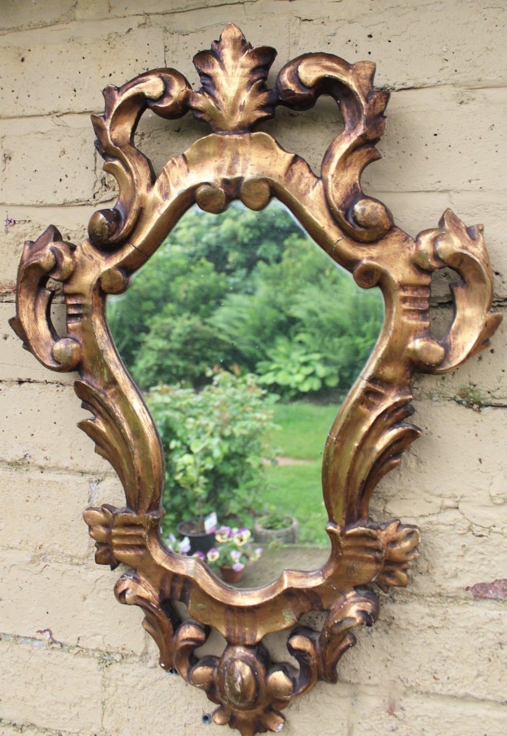 Neat 19th Century Venetian Shield Shape Gilt Wall Mirror
