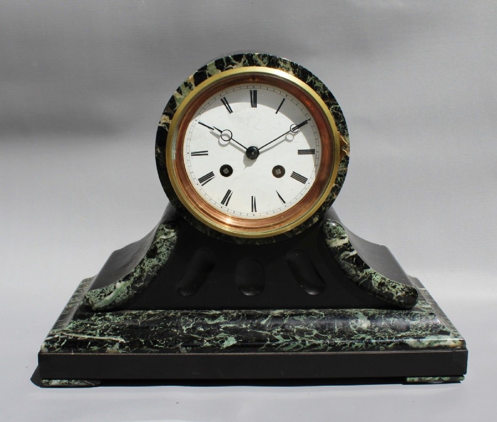 Black Slate and Marble Mantel Clock 19th Century