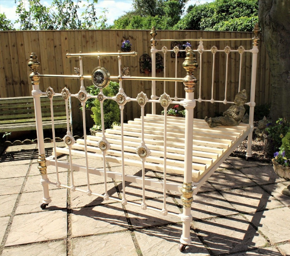 Stunning Victorian Brass Double Bed With Mirrored Detail