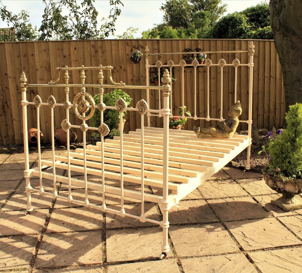 Pretty Victorian Cast & Brass Double Bed