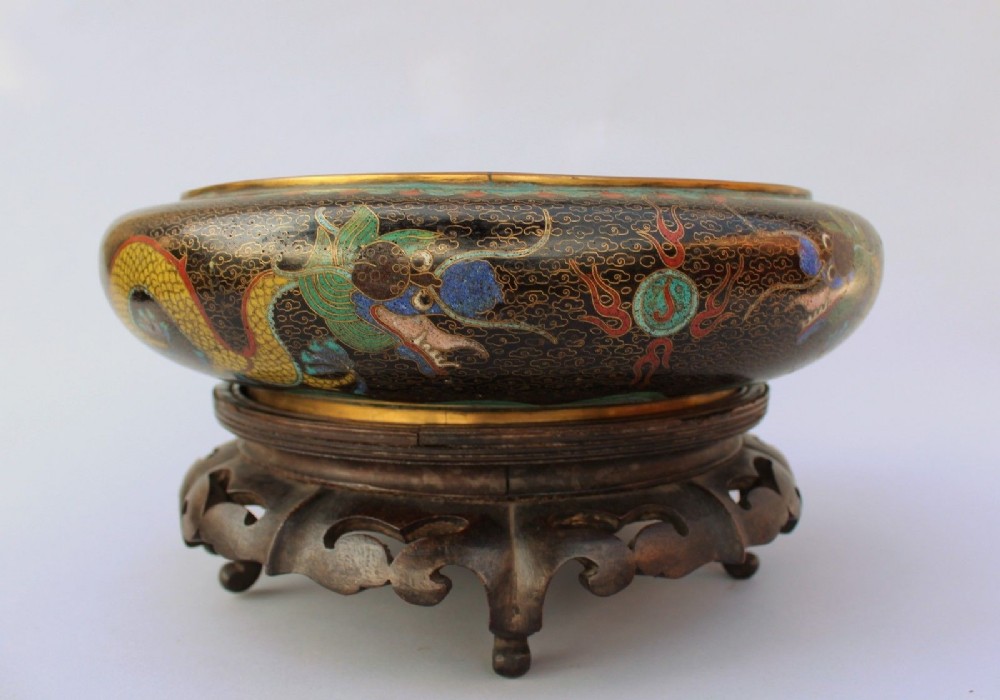 Good Large 19th Century Cloisonne Dragon Bowl