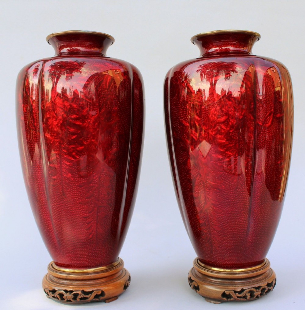 Outstanding Pair of Japanese Ginbari Vases Meiji Period