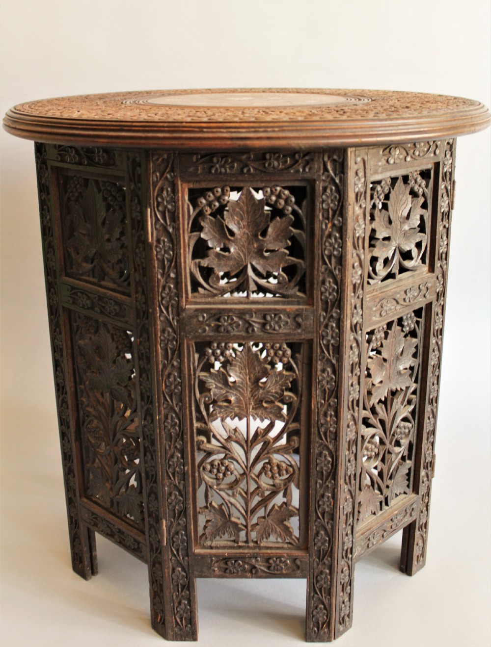 Antique Inlaid and Carved Indian Hardwood Table View VI