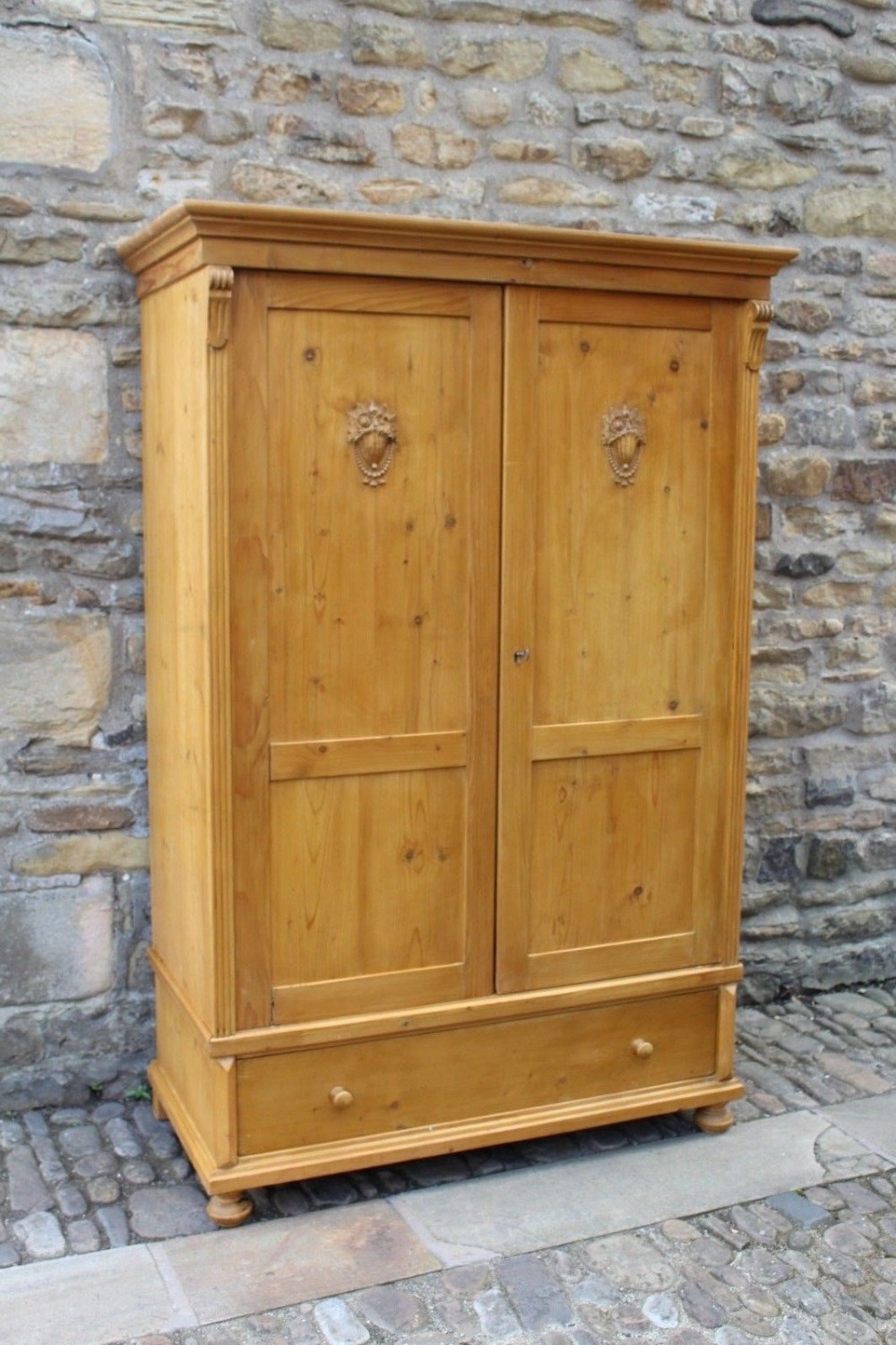 Victorian Pine Double Door Wardrobe