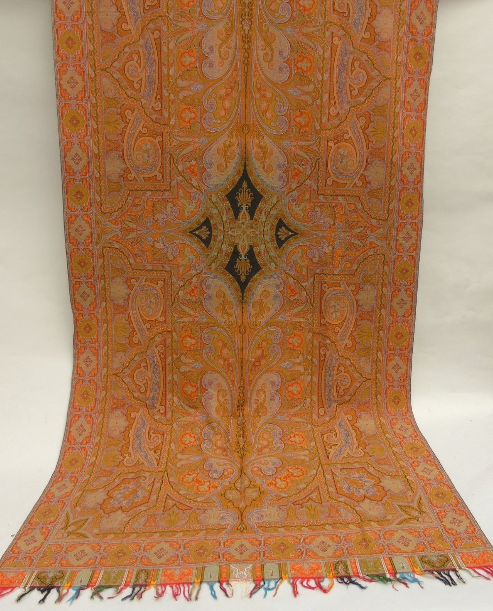 Antique Woollen Paisley Shawl Paris Exposition 19th Century