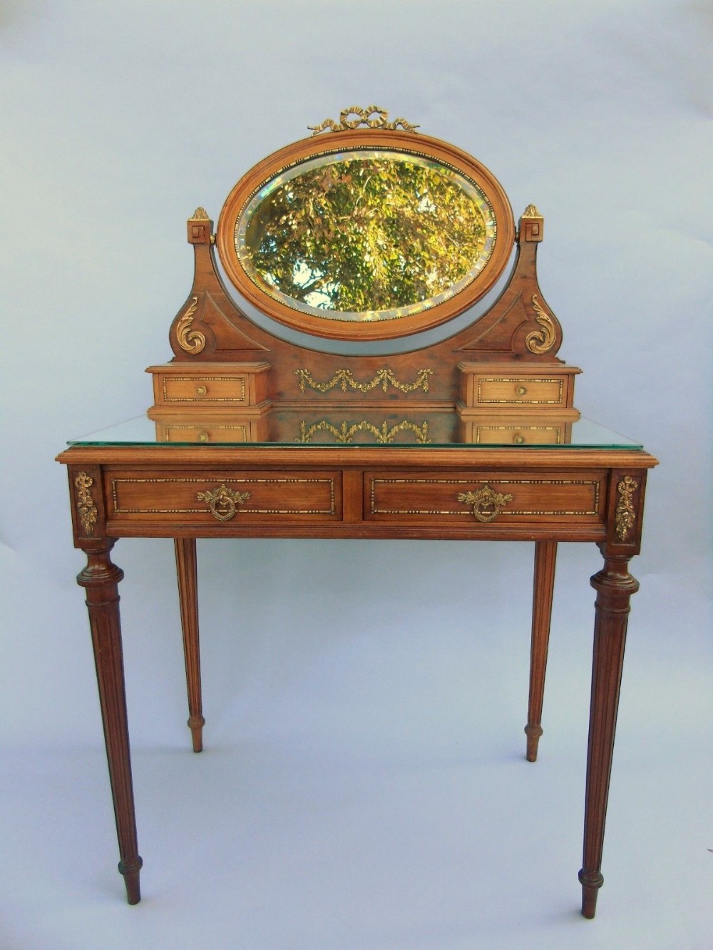 Beautiful French Mahogany & Gilt Ormolu Dressing Table