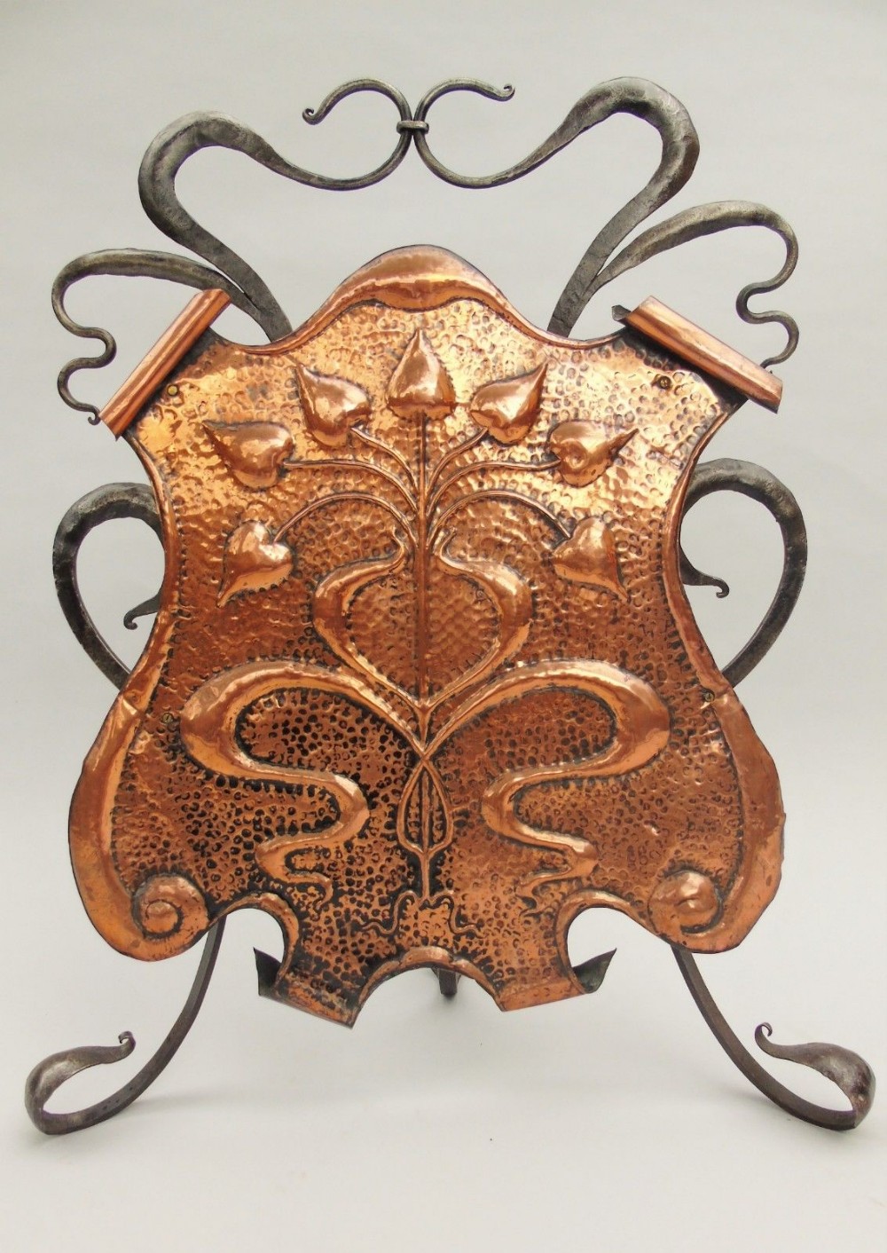 Stylish Arts & Crafts Copper Firescreen