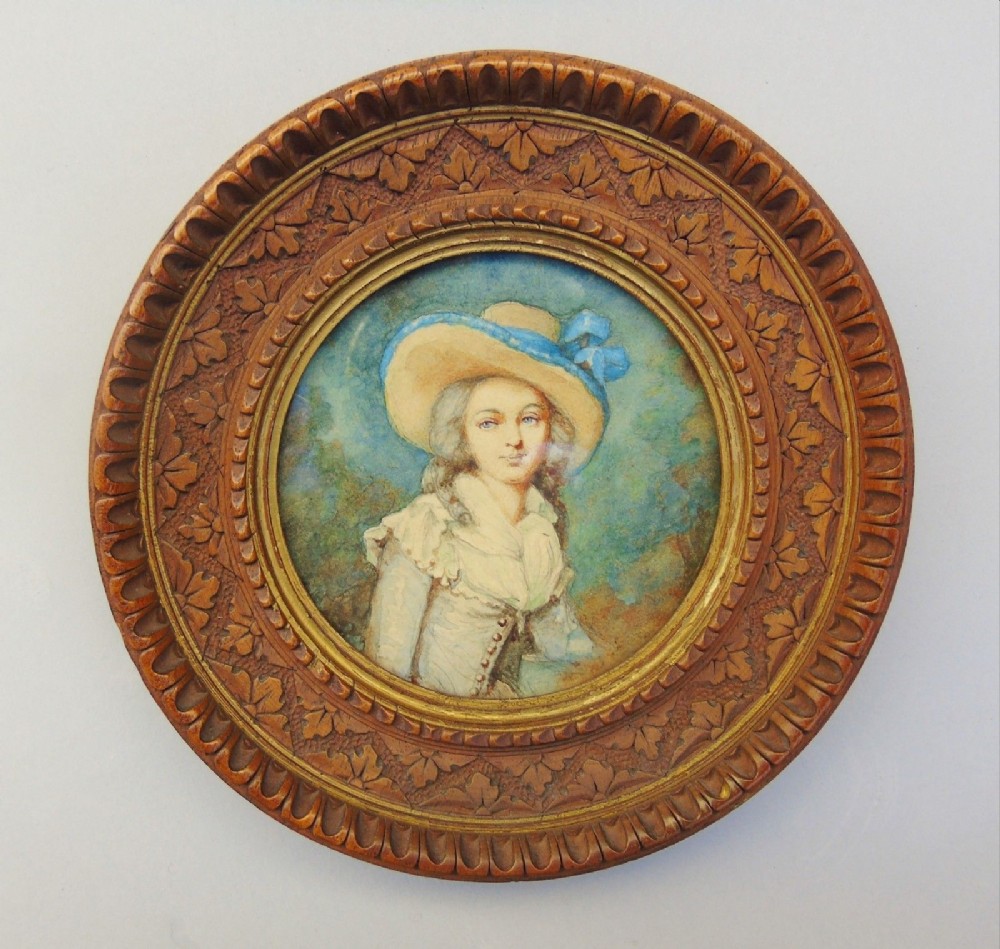 Miniature Watercolour Portrait 19th Century